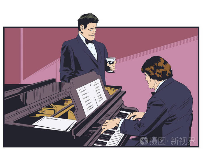 钢琴家简笔画彩色图片