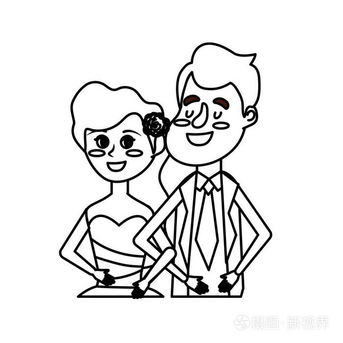 线幸福夫妇在一起,浪漫庆祝矢量插图插画-正版商用图片17m85x-摄图新