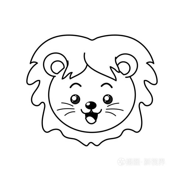 线条可爱野生动物脸表情矢量插图插画-正版商用图片17m8us-摄图新视界