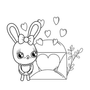 s greeting card with cute rabbit. Vector illustration