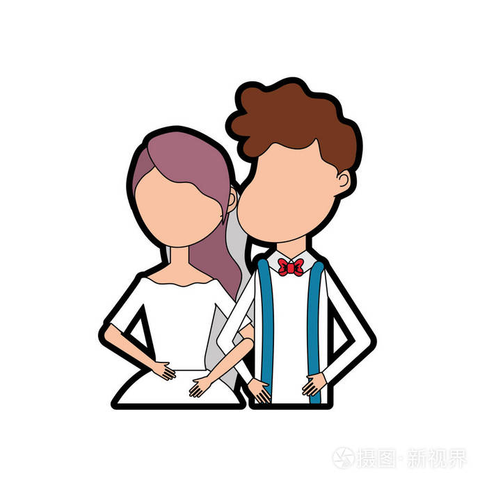 幸福的夫妻在一起浪漫的庆祝矢量插图