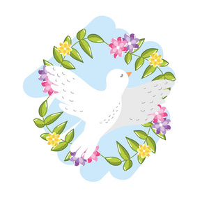 世界和谐和平鸽世界和谐元素矢量插图照片