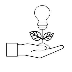 植物能量带叶子和地面矢量插图的能量球植物线手照片