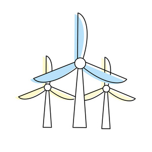 风力发电技术对环境保护矢量图