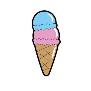 美味的冰淇淋甜甜甜点矢量插图