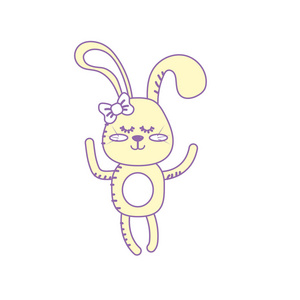 可爱的兔子女孩野生动物字符插图