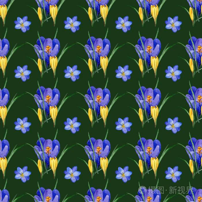 水彩风格的红花和草药的无缝花卉图案 完美的背景织物包装纸包装等 插图照片 正版商用图片17mhml 摄图新视界