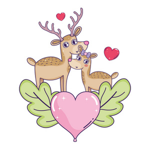 s day greeting card with deer. Vector illustration