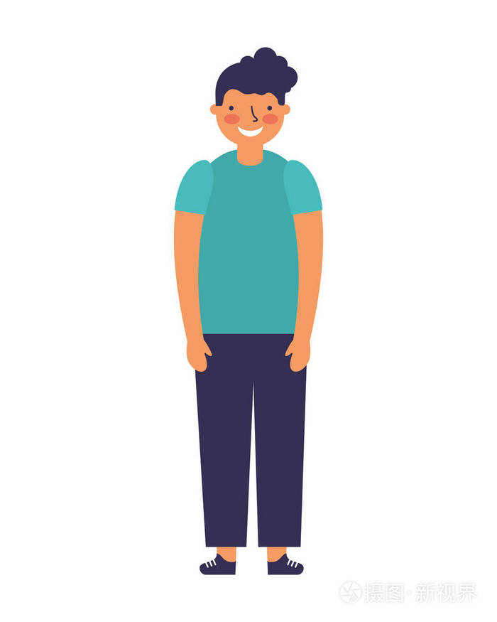 站立在白色背景的小男孩插画-正版商用图片17mi22-摄图新视界
