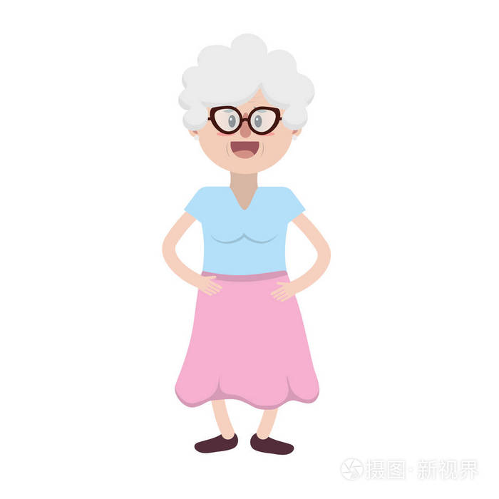 带眼镜,发型矢量图的老妇人