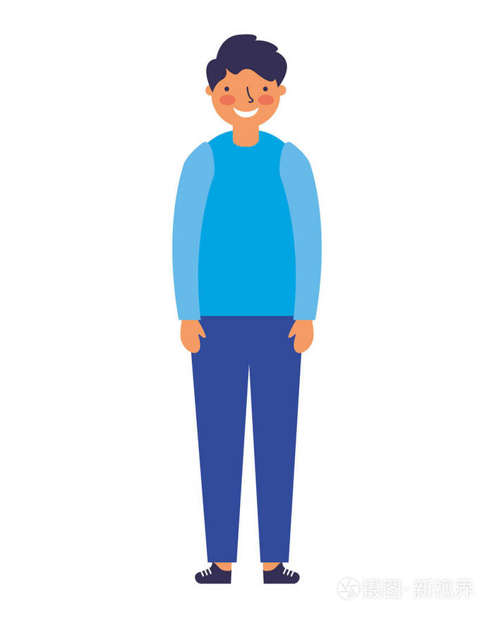 站立在白色背景的小男孩