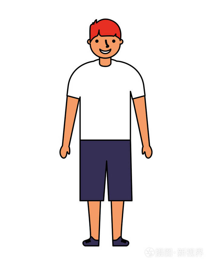 站立在白色背景的小男孩插画-正版商用图片17mivt-摄图新视界