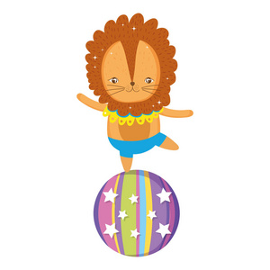 可爱的狮子马戏团塑料气球矢量插图设计