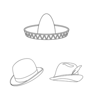 帽子和帽子图标的矢量设计。股票的帽子和模型向量图标集