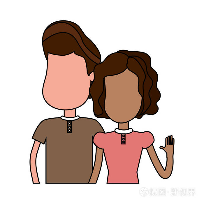 可爱的男孩和女孩休闲装,矢量插图