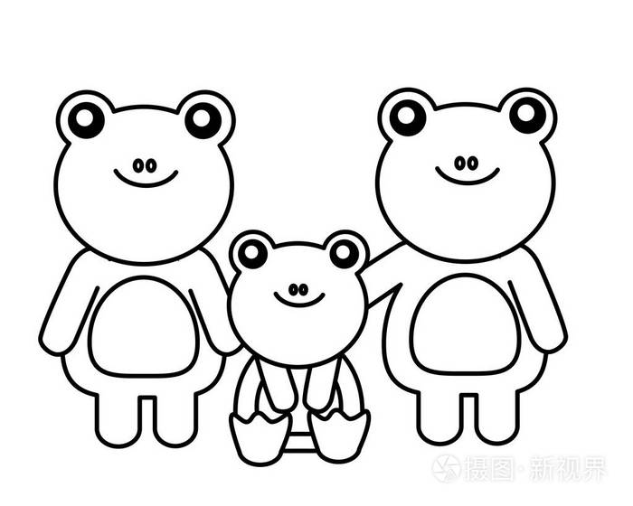 可爱的家庭青蛙动物卡通插画-正版商用图片17mn4u-摄图新视界