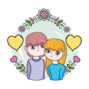 s day greeting card with cute couple. Vector illustration