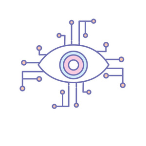 网络空间中的视觉技术连接结构矢量插图