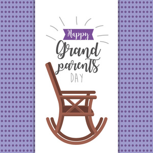 祖父母日带椅子和丝带设计矢量插图