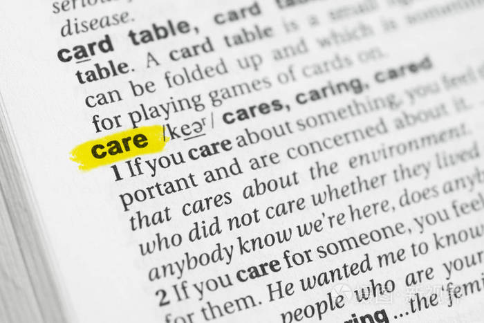 在字典中突出了英文单词 Care 及其定义 照片 正版商用图片17mout 摄图新视界