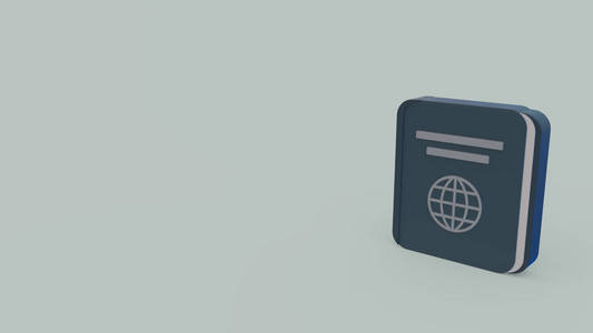 灰色背景隔离的深灰色护照3D图标