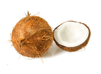 椰子分离在白色上
