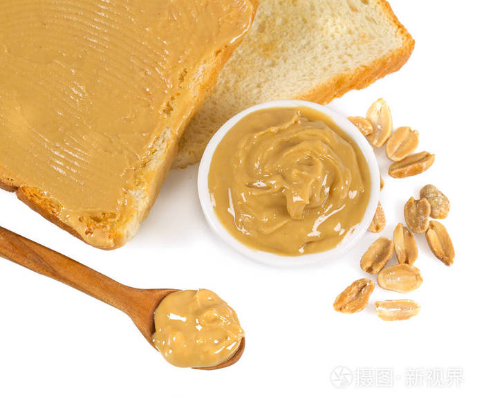 花生酱分离在白色上