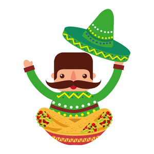 墨西哥男子与帽子和食物