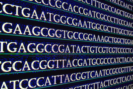 核苷酸碱基符号中的基因序列.照片