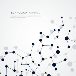 矢量线和点连接科技背景。分子社交媒体数字和抽象结构
