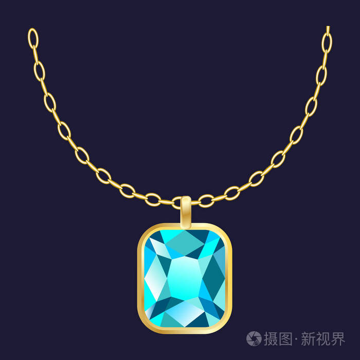 金宝石项链图标逼真的风格