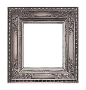 银色画框镜子或白色背景隔离的照片