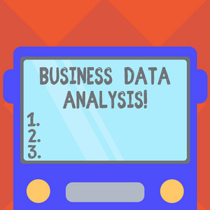编写编写文本的业务数据分析。用分析工具评价数据的概念意义过程用空白颜色窗护盾的公交车的平面前视图