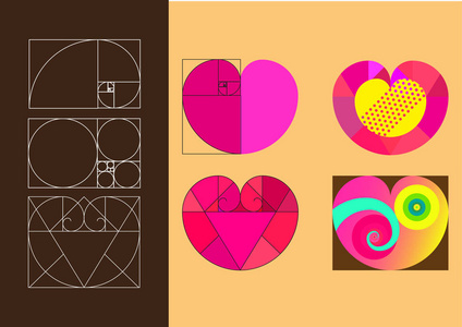 黄金比例平面插图风格的心脏符号
