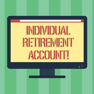 手写文本个人退休账户。概念含义投资和指定资金退休空白计算机桌面显示器彩色屏幕安装与进度条