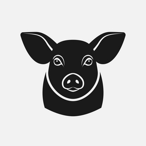猪头剪影.农场动物图标照片