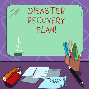 文字书写文本灾难恢复计划。在发生灾难时制定业务稳定性计划的业务概念