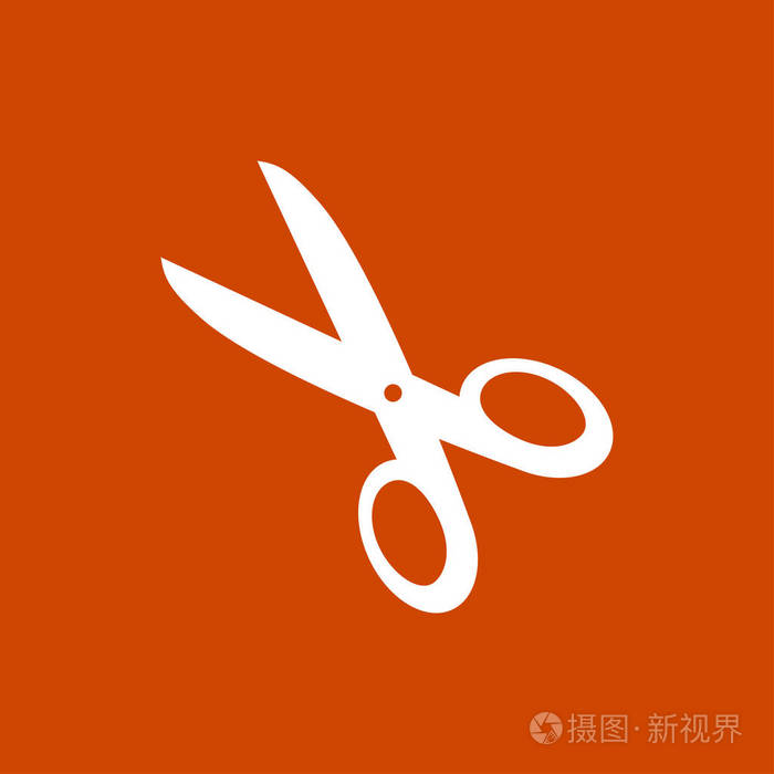 剪刀图标. 马克切在这里. 平面设计.