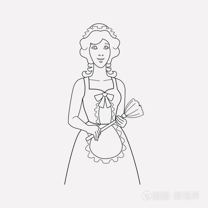 插画 女仆图标行元素.