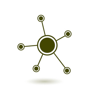 社交网络单一图标。 全球技术或社会网络。