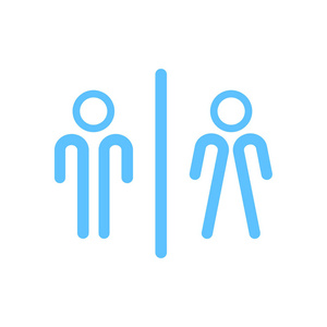 WC标志图标。厕所标志。男女厕所。平面设计。红色和白色。