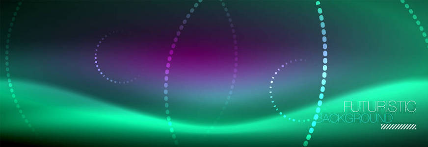 蓝霓虹灯点状圆圈抽象背景, 技术能量