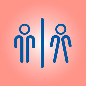 WC标志图标。 厕所符号。 男女厕所。 平面设计。 红色和白色。