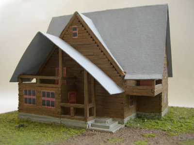 棕色房子的火柴模型