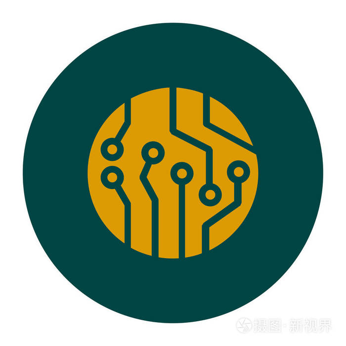 电路板图标. 技术方案平方符号. 平面设计风格.插画-正版商用图片17nq