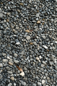 砾石质地。 小石头，小石头，许多灰色白色和蓝色的鹅卵石。 小岩石背景的纹理。