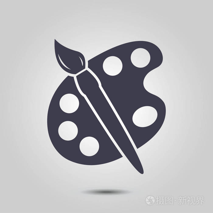 油漆刷与调色板图标平面设计风格