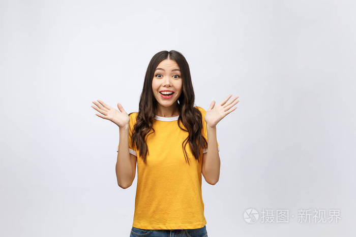 女孩, 正面人的情感面部表情, 查出在白色背照片-正