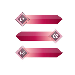 伯格斯infogaca3位置在图中的三个位置勃艮第和粉红色与数字。 业务项目演示的信息。