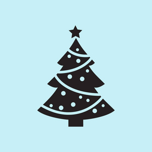 圣诞树平面图标矢量插图